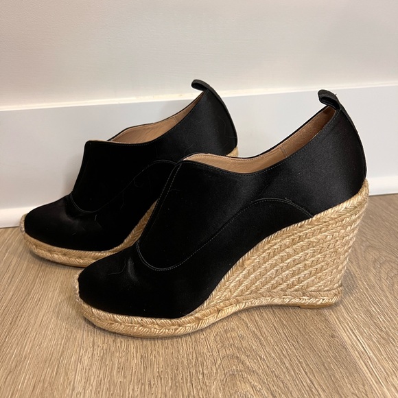 REED KRAKOFF Black Satin High-Cut Espadrille Wedges - Size 38 (US 7.5) - 4" Heel - Picture 4 of 6